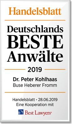 Handelsblatt Deutschlands Beste Anwälte, Dr. Peter Kohlhaas, Rechtsanwalt der Kanzlei Buse Heberer Fromm